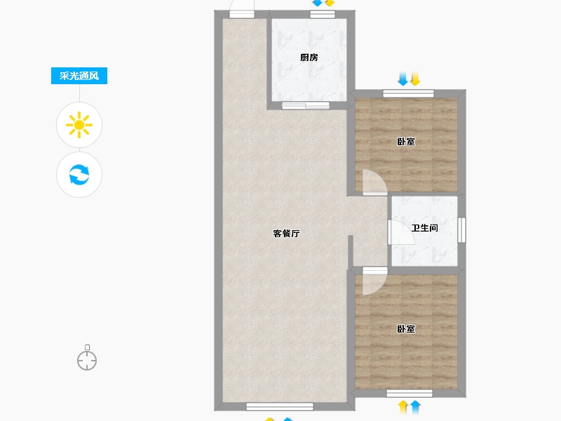 黑龙江省-牡丹江市-汇龙外滩-76.00-户型库-采光通风