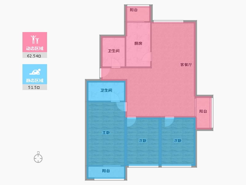 天津-天津市-书香园-102.60-户型库-动静分区