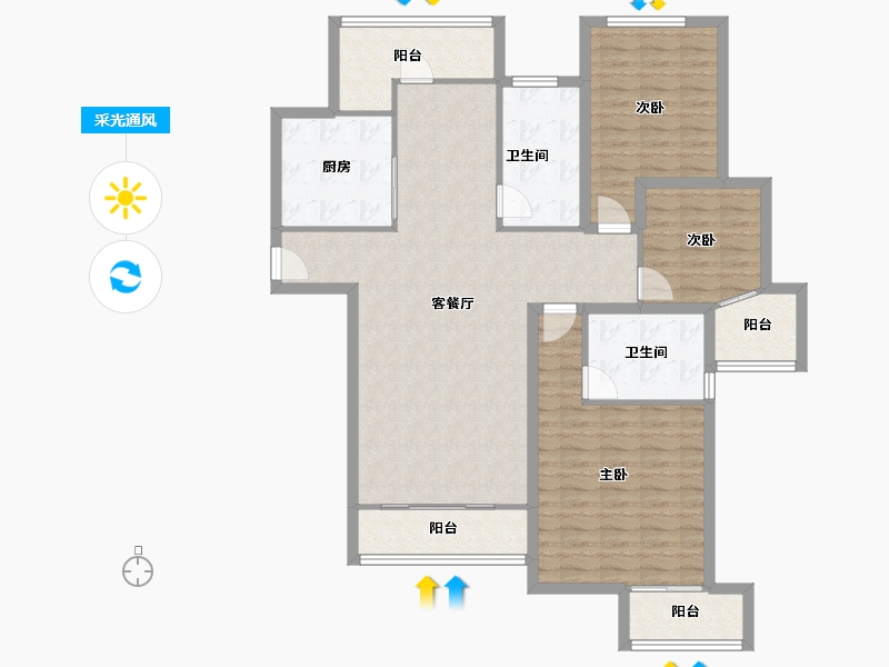 河南省-郑州市-阳光花苑-118.14-户型库-采光通风