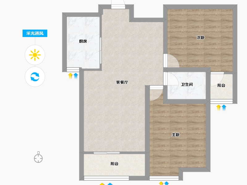 山东省-潍坊市-德润左岸绿洲-70.59-户型库-采光通风