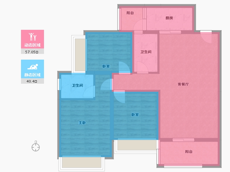 贵州省-遵义市-林达阳光悦府-94.40-户型库-动静分区