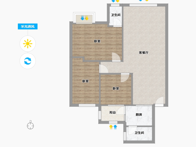 广东省-佛山市-碧翠豪城-78.88-户型库-采光通风