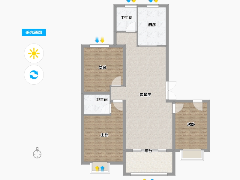 山东省-临沂市-房源印象雅园-114.00-户型库-采光通风