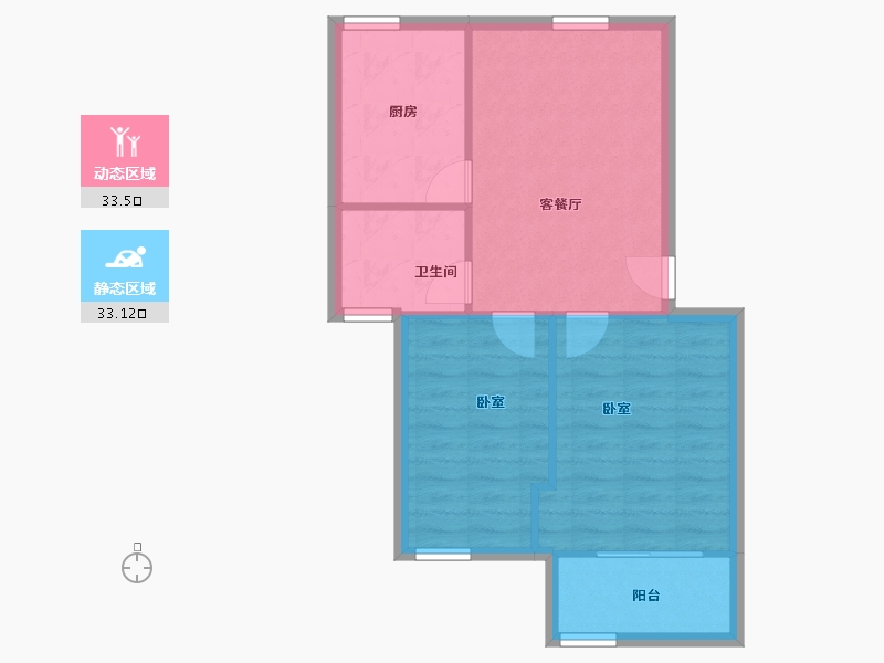 浙江省-宁波市-梅江北苑-60.58-户型库-动静分区