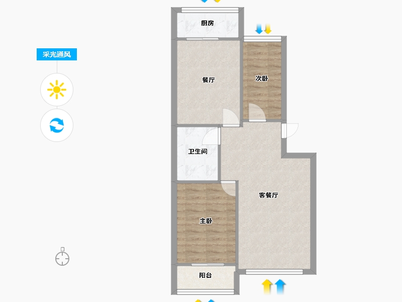 河北省-唐山市-祥和小区-62.34-户型库-采光通风