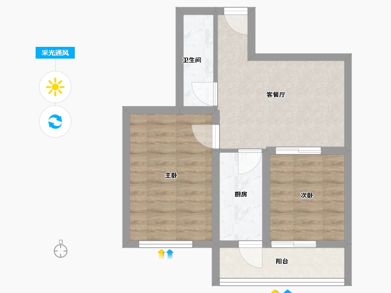 天津-天津市-昆仑北里-45.31-户型库-采光通风