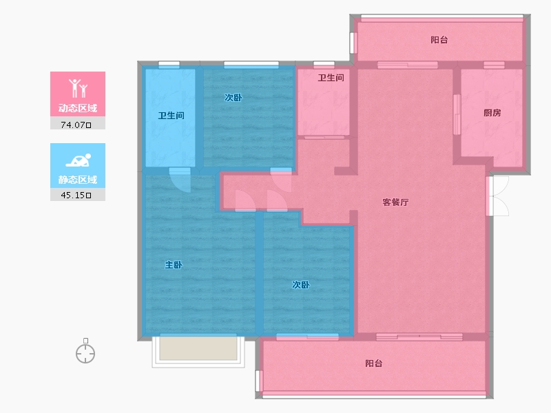 河南省-南阳市-鲁明正和府-106.40-户型库-动静分区