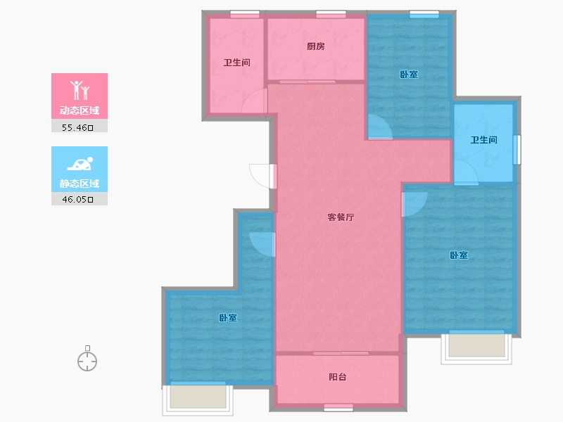 江苏省-南京市-九都荟-92.68-户型库-动静分区