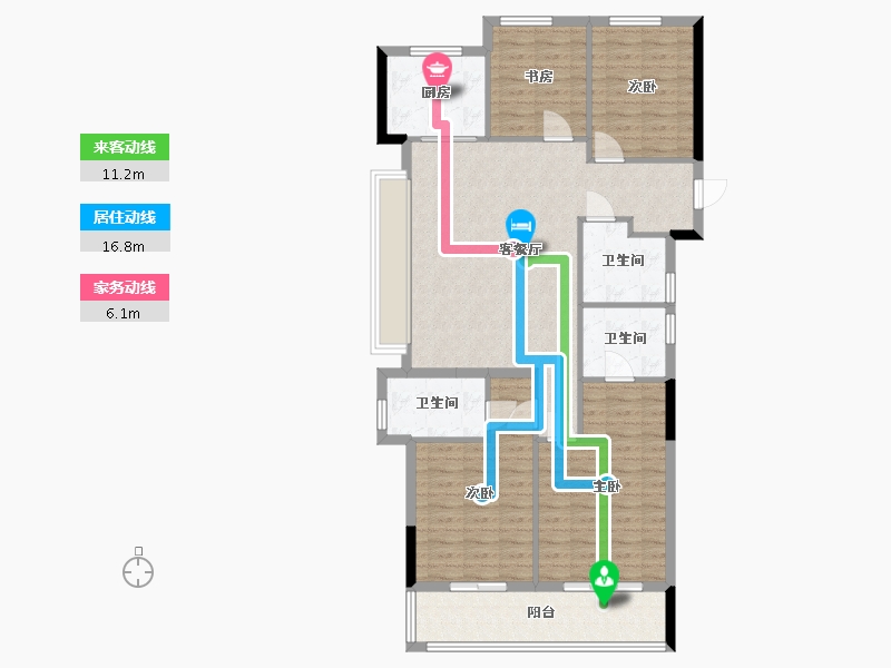 浙江省-杭州市-滨江星翠澜庭-111.20-户型库-动静线