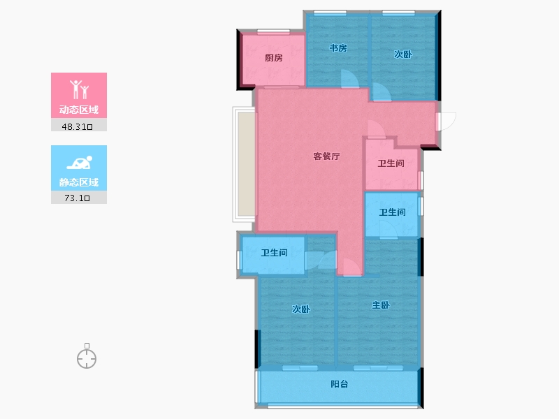 浙江省-杭州市-滨江星翠澜庭-111.20-户型库-动静分区