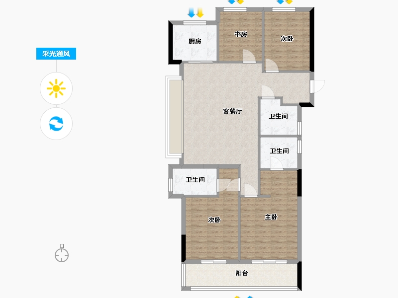 浙江省-杭州市-滨江星翠澜庭-111.20-户型库-采光通风