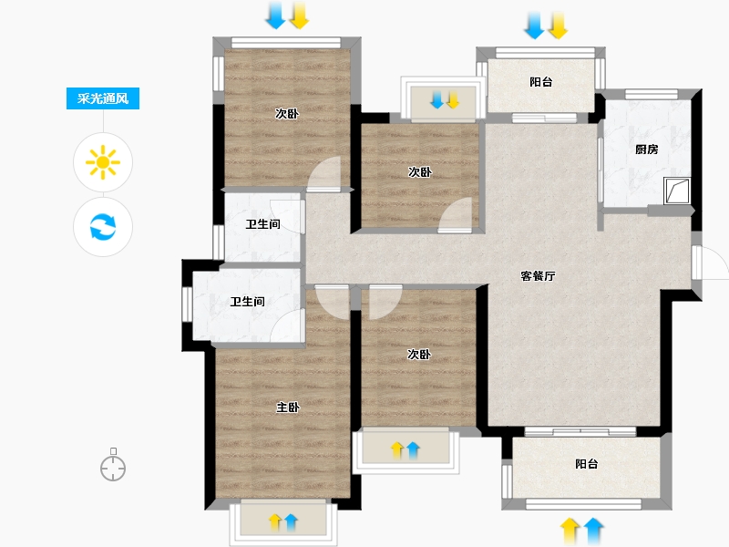 福建省-漳州市-建发西湖观澜-90.00-户型库-采光通风