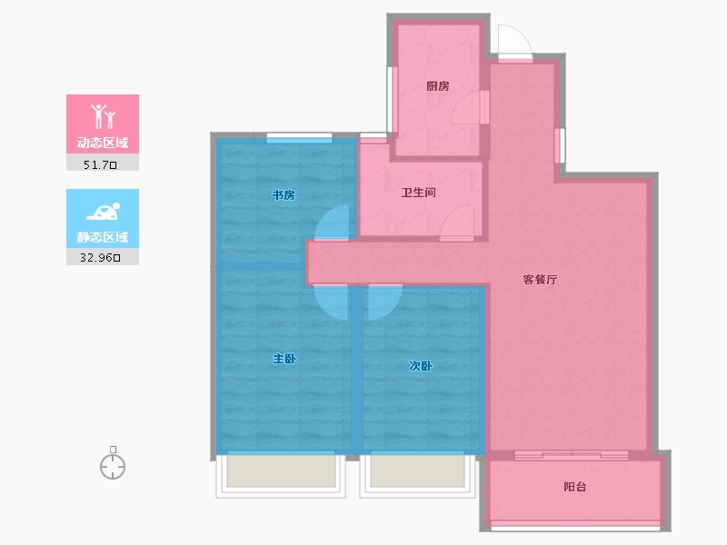 广东省-珠海市-翠湖香山百合苑-75.70-户型库-动静分区