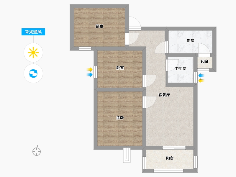 河南省-郑州市-威龙 尚品-68.00-户型库-采光通风