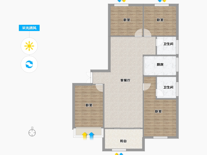 山东省-临沂市-房源印象雅园-118.86-户型库-采光通风