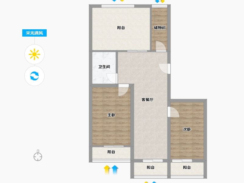 天津-天津市-昆仑北里-77.41-户型库-采光通风