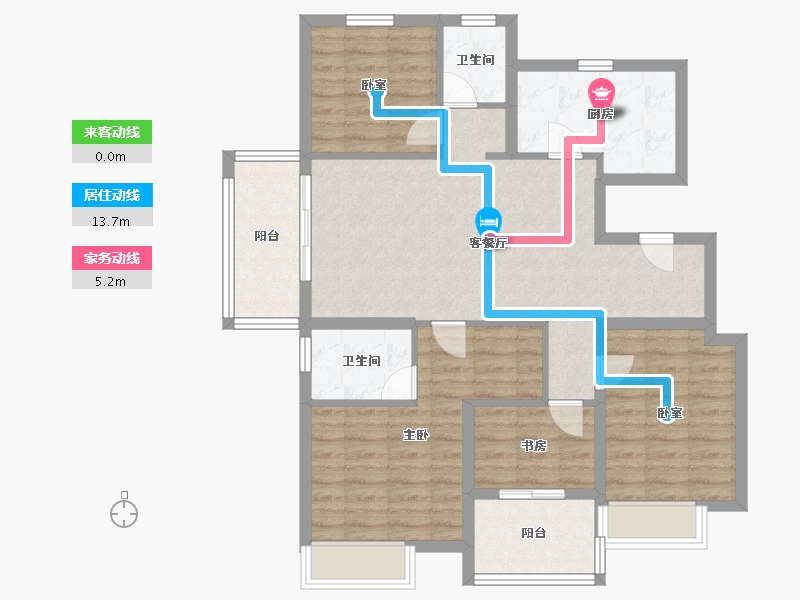 浙江省-台州市-伟星金桥郡-95.20-户型库-动静线