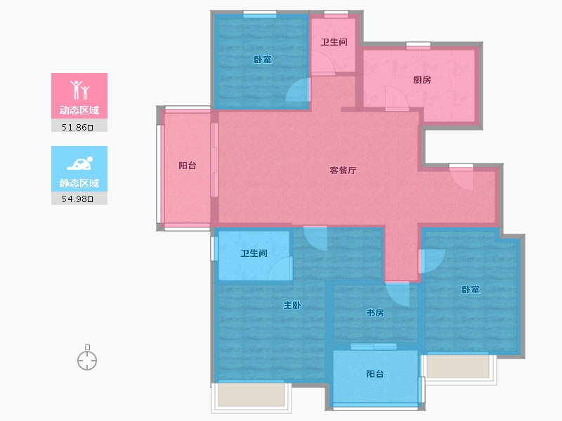 浙江省-台州市-伟星金桥郡-95.20-户型库-动静分区