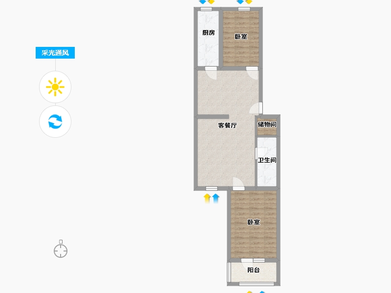 北京-北京市-红星北里小区-67.23-户型库-采光通风