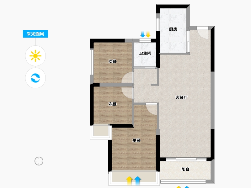 广东省-惠州市-碧桂园山河城-72.34-户型库-采光通风