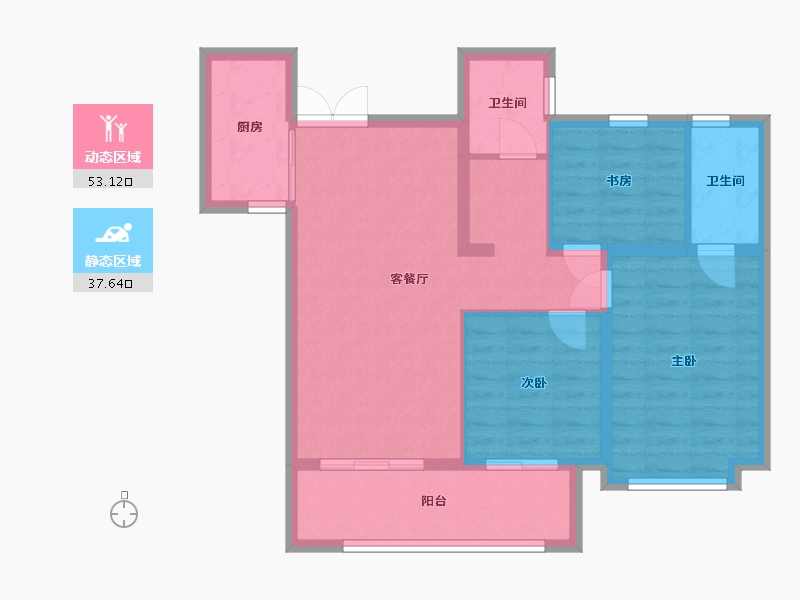 山西省-晋城市-晋福苑-92.00-户型库-动静分区