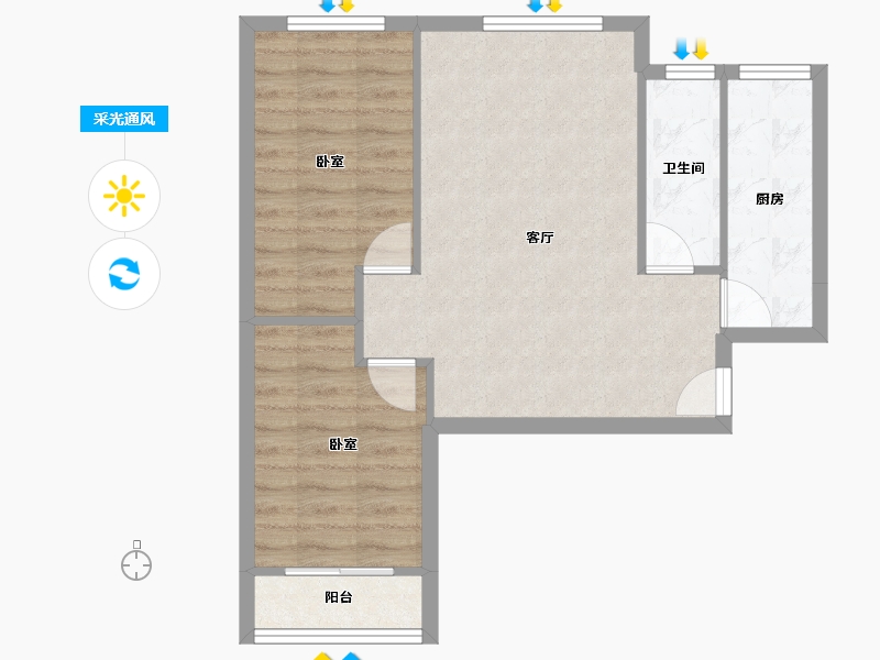 河南省-郑州市-芙蓉花苑-60.73-户型库-采光通风