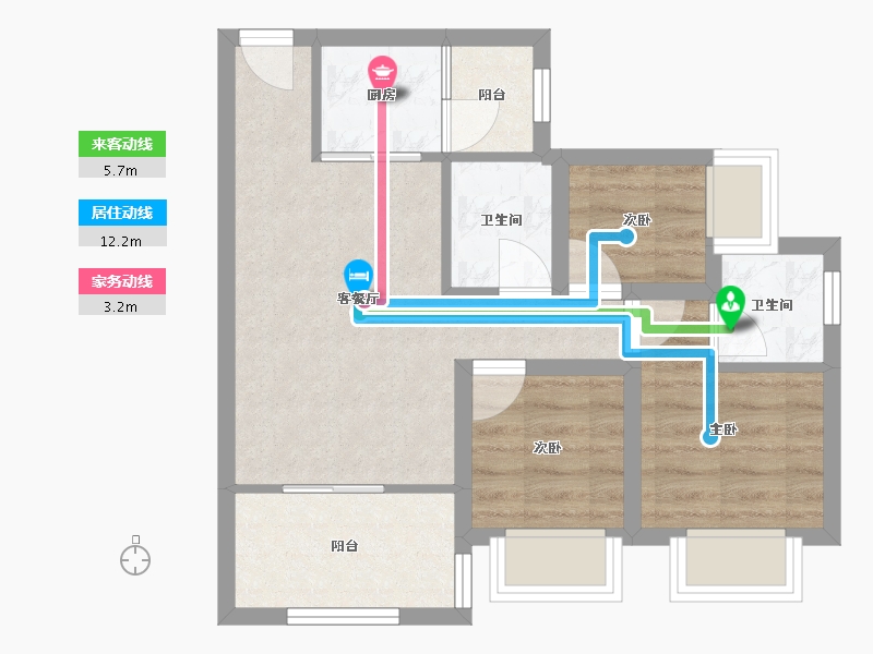 广东省-佛山市-云山峰境花园-53.52-户型库-动静线