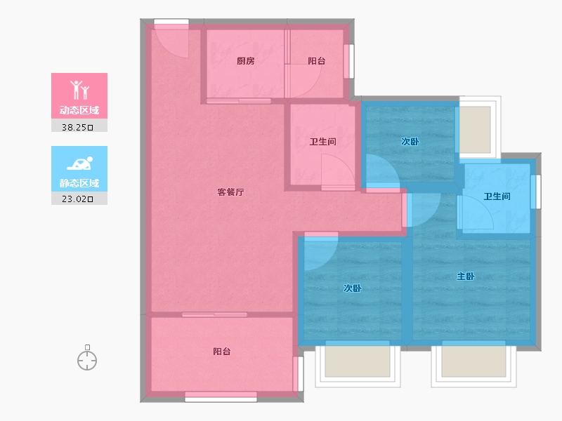 广东省-佛山市-云山峰境花园-53.52-户型库-动静分区