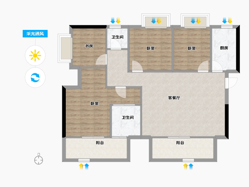 广西壮族自治区-南宁市-光明城市-100.77-户型库-采光通风