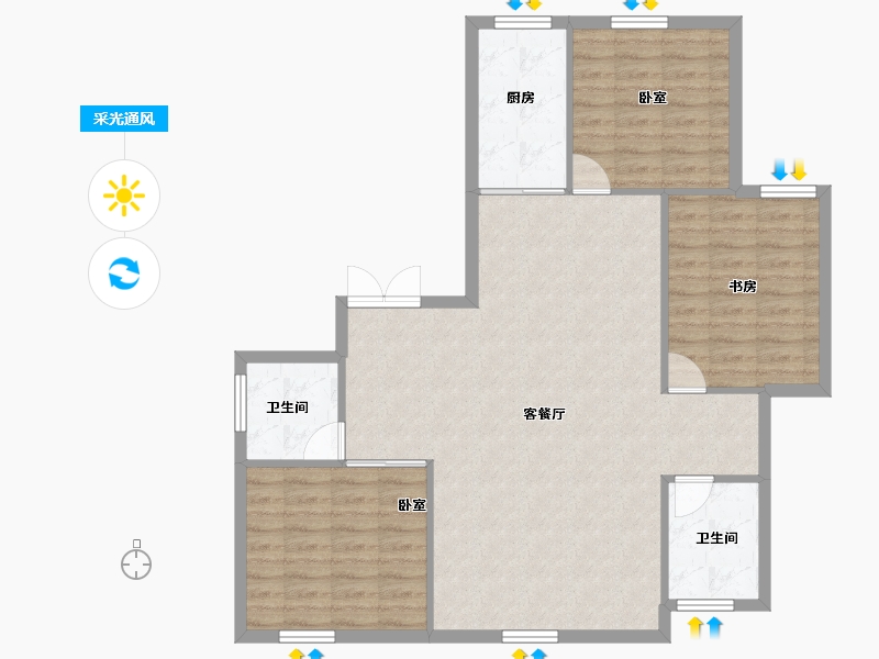 黑龙江省-牡丹江市-汇龙外滩-100.75-户型库-采光通风