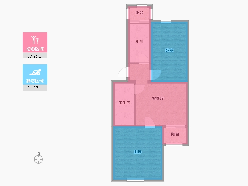 北京-北京市-龙华园社区-二区-55.00-户型库-动静分区