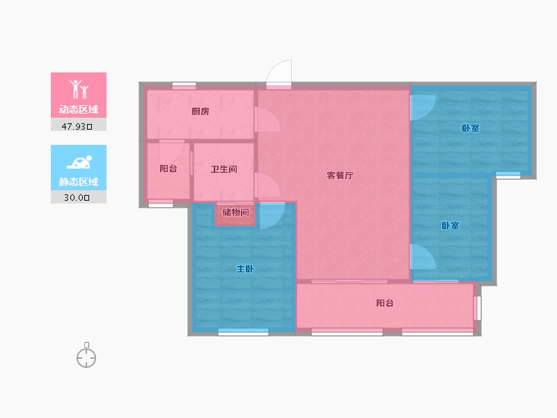 浙江省-绍兴市-梅泽嘉园-70.91-户型库-动静分区