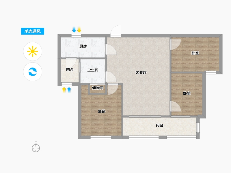 浙江省-绍兴市-梅泽嘉园-70.91-户型库-采光通风