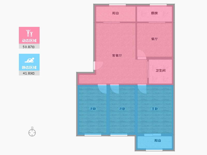 辽宁省-大连市-金源北里安居小区-82.48-户型库-动静分区