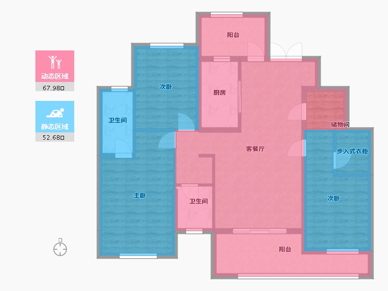 湖北省-十堰市-汉成世家-94.00-户型库-动静分区