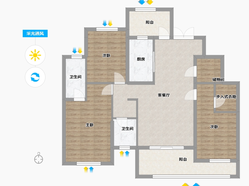 湖北省-十堰市-汉成世家-94.00-户型库-采光通风