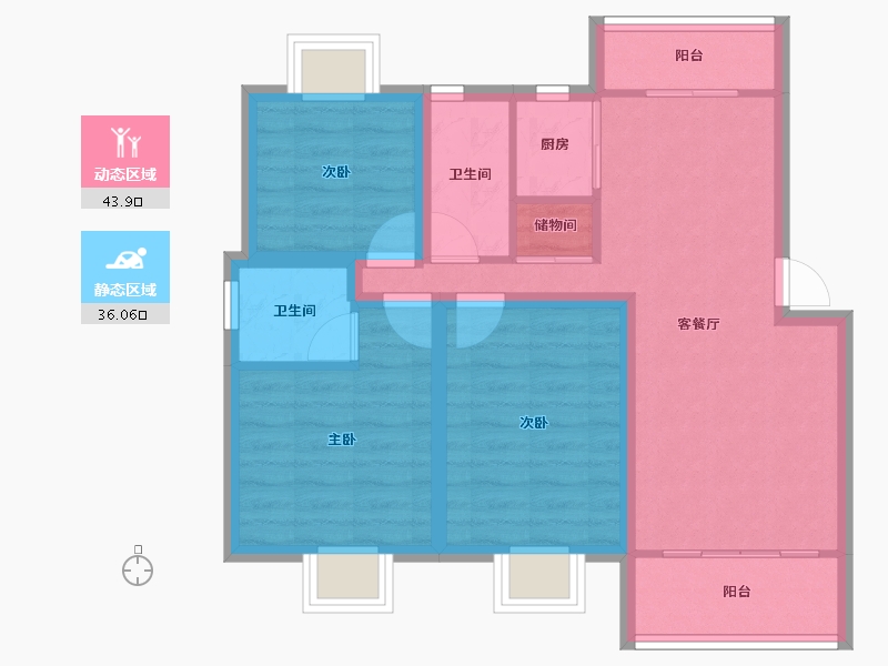 上海-上海市-东方知音苑-70.41-户型库-动静分区