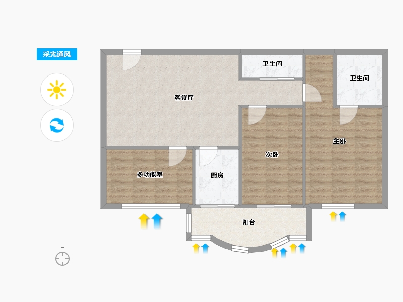 河南省-郑州市-锦绣华庭-82.89-户型库-采光通风