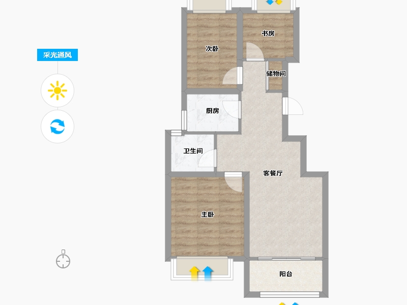 上海-上海市-东亚阳光里-60.31-户型库-采光通风