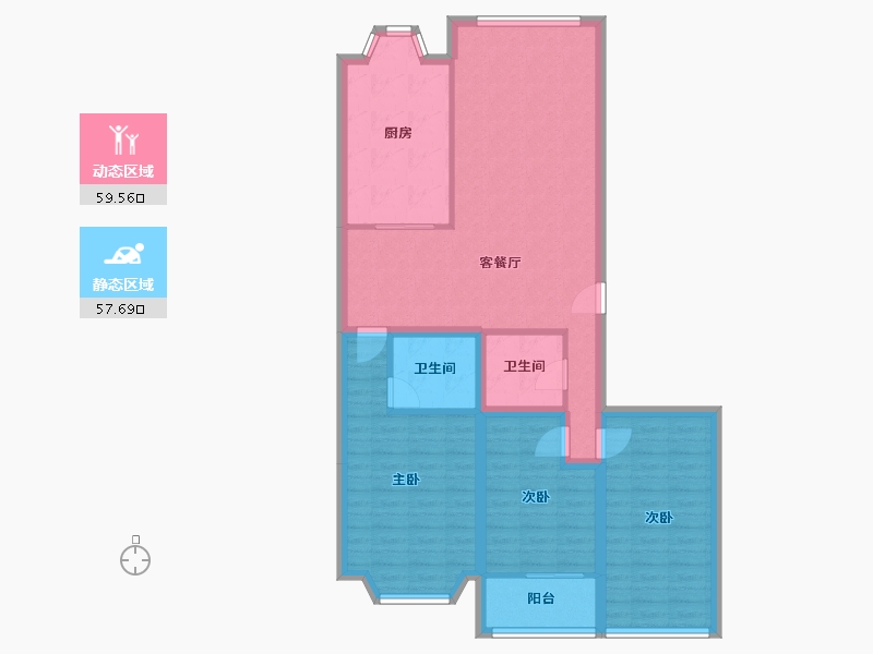 辽宁省-大连市-澳景园-105.53-户型库-动静分区