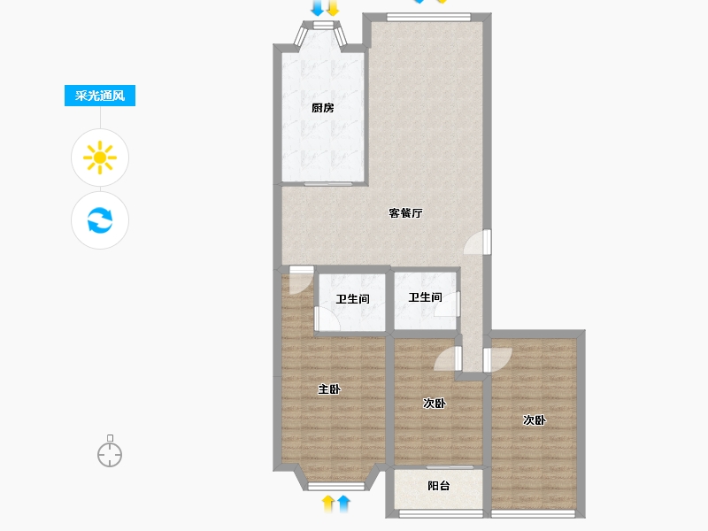 辽宁省-大连市-澳景园-105.53-户型库-采光通风