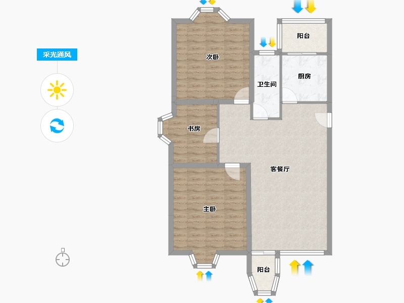 天津-天津市-第六大道大洋嘉园-91.46-户型库-采光通风