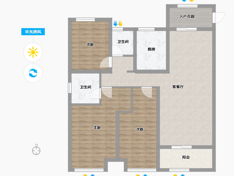 陕西省-宝鸡市-高新首府-101.60-户型库-采光通风