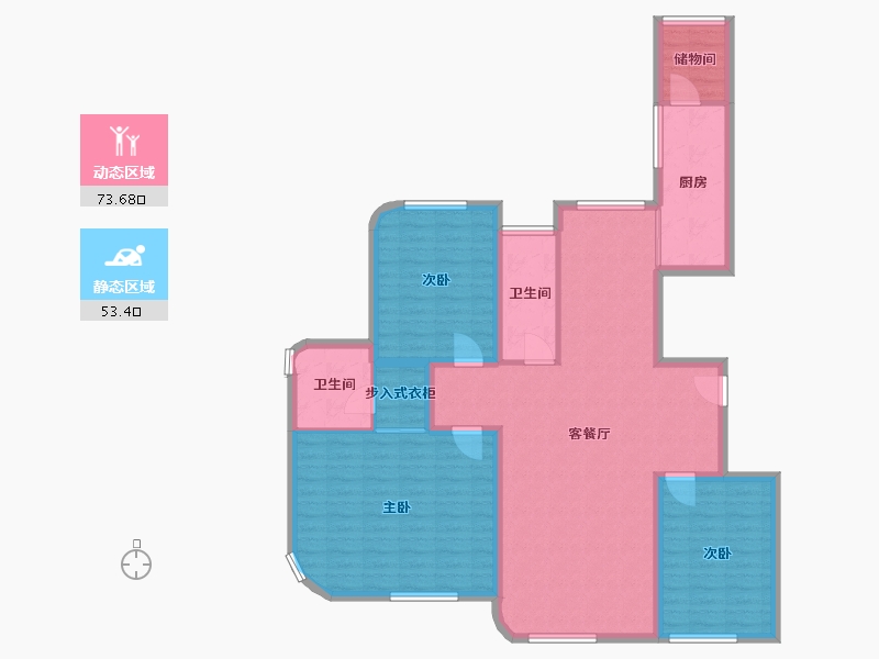 辽宁省-大连市-澳南明秀山庄-114.77-户型库-动静分区