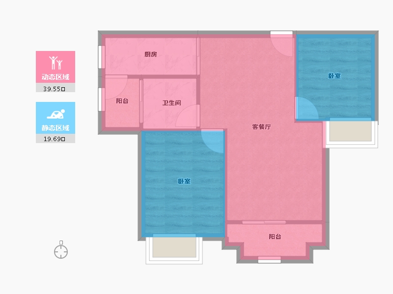 广东省-惠州市-卓越东部蔚蓝海岸-53.57-户型库-动静分区