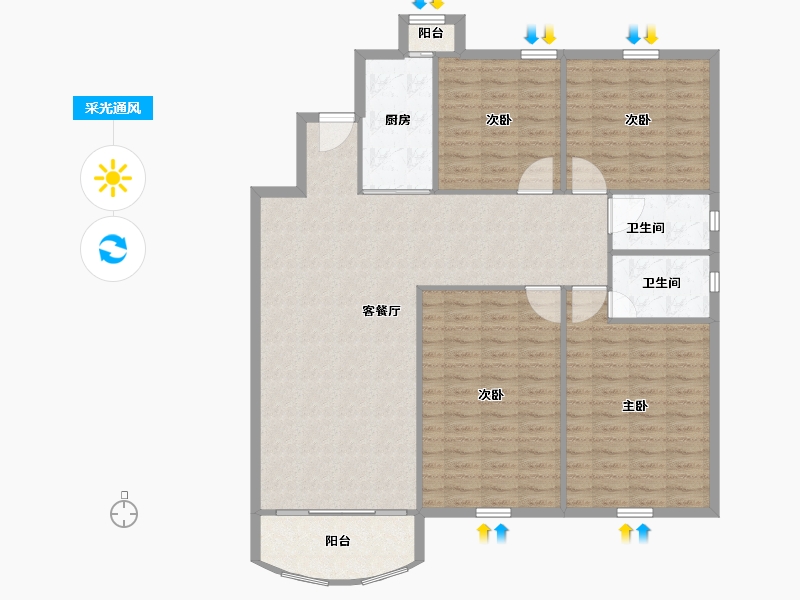 河北省-石家庄市-香榭苑-133.58-户型库-采光通风