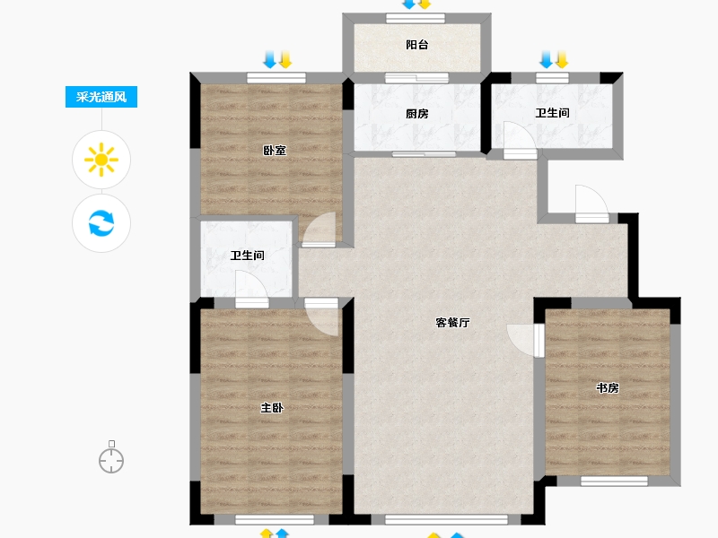 辽宁省-沈阳市-五彩阳光城-98.93-户型库-采光通风