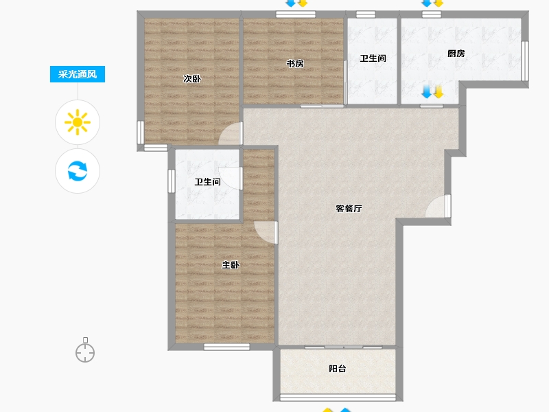 河北省-石家庄市-香榭苑-120.00-户型库-采光通风