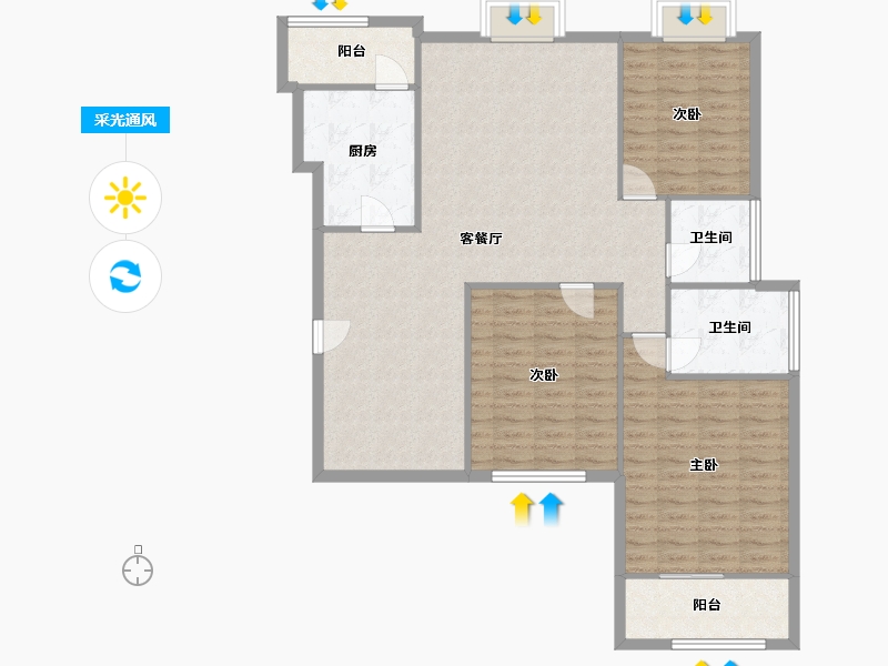 湖北省-武汉市-泰合百花公园-118.00-户型库-采光通风