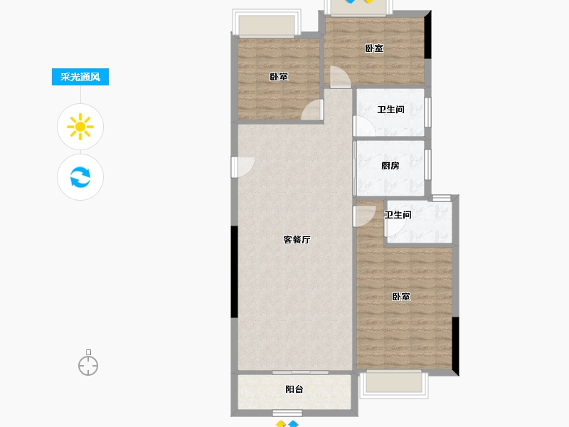 河南省-平顶山市-碧桂园应国府-98.68-户型库-采光通风